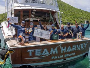 a sport fishing boat with a winning crew