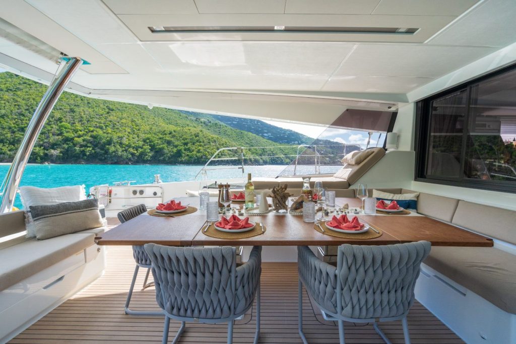 aft deck dining on a yacht